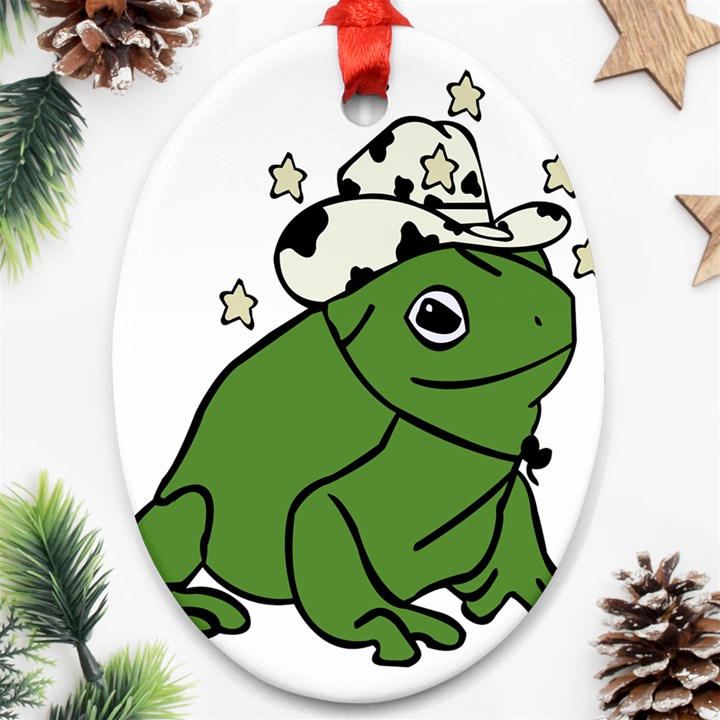 Frog with a cowboy hat Oval Ornament (Two Sides)