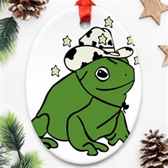 Frog With A Cowboy Hat Ornament (oval) by Teevova