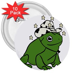 Frog With A Cowboy Hat 3  Buttons (10 Pack)  by Teevova