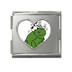 Frog With A Cowboy Hat Mega Link Heart Italian Charm (18mm) by Teevova