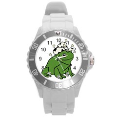 Frog With A Cowboy Hat Round Plastic Sport Watch (l) by Teevova