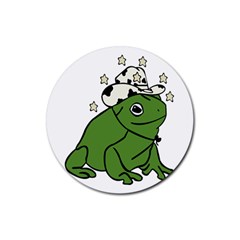 Frog With A Cowboy Hat Rubber Round Coaster (4 Pack) by Teevova