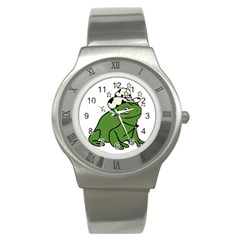 Frog With A Cowboy Hat Stainless Steel Watch by Teevova