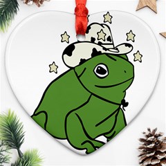 Frog With A Cowboy Hat Heart Ornament (two Sides) by Teevova