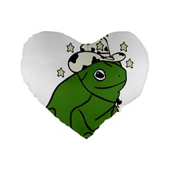 Frog With A Cowboy Hat Standard 16  Premium Heart Shape Cushions by Teevova