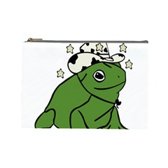 Frog With A Cowboy Hat Cosmetic Bag (large) by Teevova