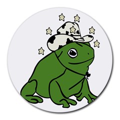 Frog With A Cowboy Hat Round Mousepad by Teevova