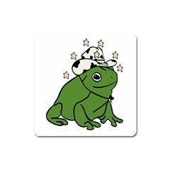 Frog With A Cowboy Hat Square Magnet by Teevova