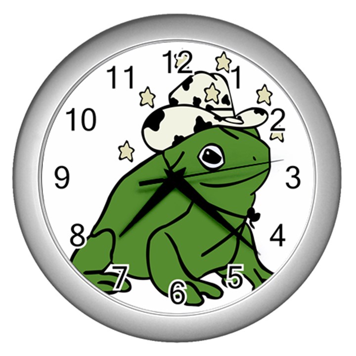 Frog with a cowboy hat Wall Clock (Silver)