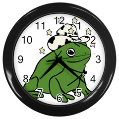 Frog With A Cowboy Hat Wall Clock (black) by Teevova