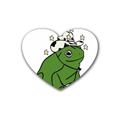 Frog With A Cowboy Hat Rubber Coaster (heart) by Teevova