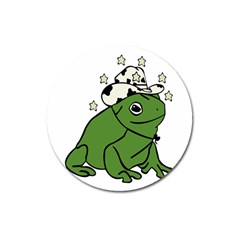 Frog With A Cowboy Hat Magnet 3  (round) by Teevova