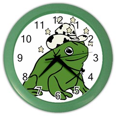 Frog With A Cowboy Hat Color Wall Clock by Teevova