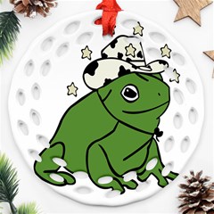 Frog With A Cowboy Hat Ornament (round Filigree)