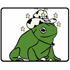 Frog With A Cowboy Hat One Side Fleece Blanket (medium) by Teevova