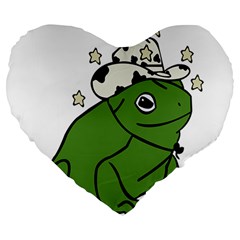 Frog With A Cowboy Hat Large 19  Premium Heart Shape Cushions by Teevova