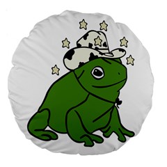 Frog With A Cowboy Hat Large 18  Premium Flano Round Cushions by Teevova