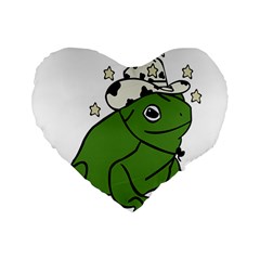 Frog With A Cowboy Hat Standard 16  Premium Flano Heart Shape Cushions by Teevova