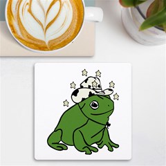 Frog With A Cowboy Hat Uv Print Square Tile Coaster  by Teevova