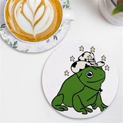 Frog With A Cowboy Hat Uv Print Round Tile Coaster by Teevova