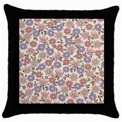 Flowers Petals Plants Floral Print Pattern Design Throw Pillow Case (black) by Ravend