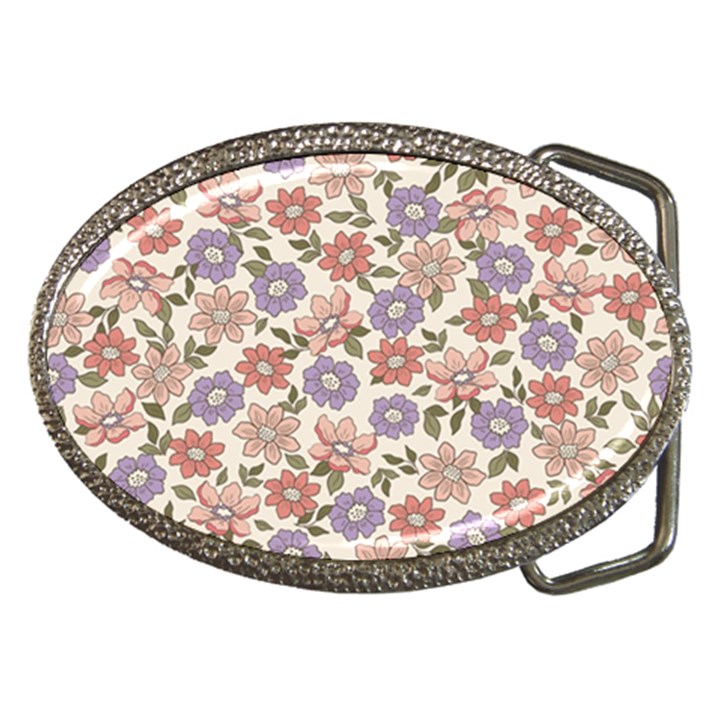 Flowers Petals Plants Floral Print Pattern Design Belt Buckles