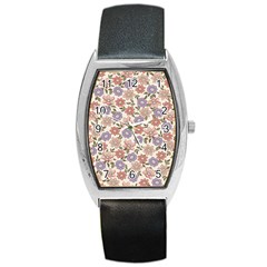 Flowers Petals Plants Floral Print Pattern Design Barrel Style Metal Watch by Ravend