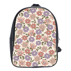 Flowers Petals Plants Floral Print Pattern Design School Bag (xl) by Ravend