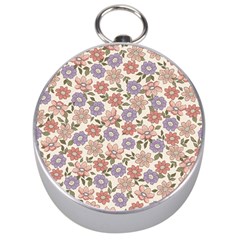 Flowers Petals Plants Floral Print Pattern Design Silver Compasses by Ravend