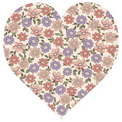 Flowers Petals Plants Floral Print Pattern Design Wooden Puzzle Heart by Ravend