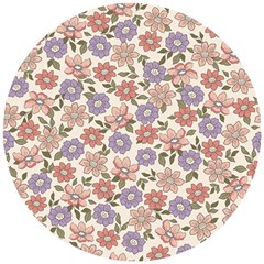 Flowers Petals Plants Floral Print Pattern Design Wooden Puzzle Round by Ravend