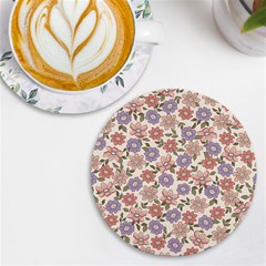 Flowers Petals Plants Floral Print Pattern Design Uv Print Round Tile Coaster by Ravend