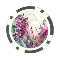 Ai Generated Flowers Watercolour Nature Plant Poker Chip Card Guard by Ravend