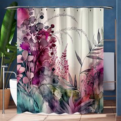 Ai Generated Flowers Watercolour Nature Plant Shower Curtain 60  X 72  (medium)  by Ravend