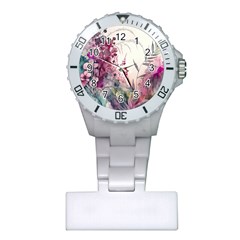 Ai Generated Flowers Watercolour Nature Plant Plastic Nurses Watch by Ravend