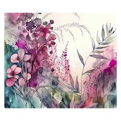 Ai Generated Flowers Watercolour Nature Plant Premium Plush Fleece Blanket (small) by Ravend