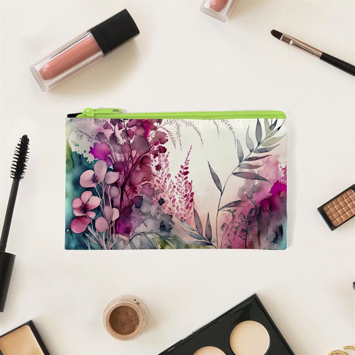 Ai Generated Flowers Watercolour Nature Plant Cosmetic Bag (XS)