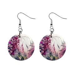 Ai Generated Flowers Watercolour Nature Plant Mini Button Earrings by Ravend