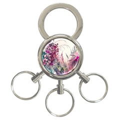 Ai Generated Flowers Watercolour Nature Plant 3-ring Key Chain by Ravend