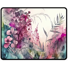 Ai Generated Flowers Watercolour Nature Plant Fleece Blanket (medium) by Ravend