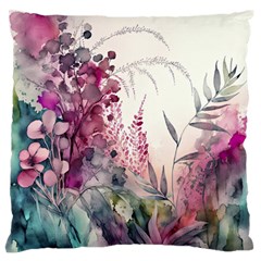 Ai Generated Flowers Watercolour Nature Plant Standard Premium Plush Fleece Cushion Case (two Sides) by Ravend