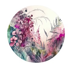 Ai Generated Flowers Watercolour Nature Plant Mini Round Pill Box by Ravend