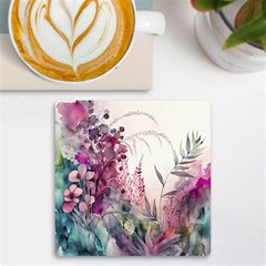 Ai Generated Flowers Watercolour Nature Plant Uv Print Square Tile Coaster  by Ravend