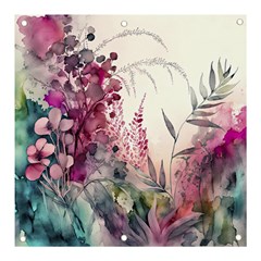 Ai Generated Flowers Watercolour Nature Plant Banner And Sign 3  X 3  by Ravend