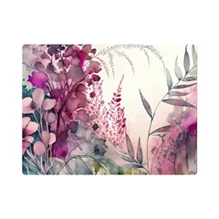 Ai Generated Flowers Watercolour Nature Plant One Side Premium Plush Fleece Blanket (mini) by Ravend