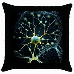 Ai Generated Neuron Network Connection Throw Pillow Case (black) by Ravend