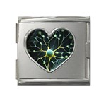 Ai Generated Neuron Network Connection Mega Link Heart Italian Charm (18mm) Front