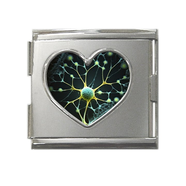 Ai Generated Neuron Network Connection Mega Link Heart Italian Charm (18mm)