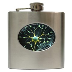 Ai Generated Neuron Network Connection Hip Flask (6 Oz) by Ravend