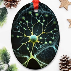 Ai Generated Neuron Network Connection Oval Ornament (two Sides)